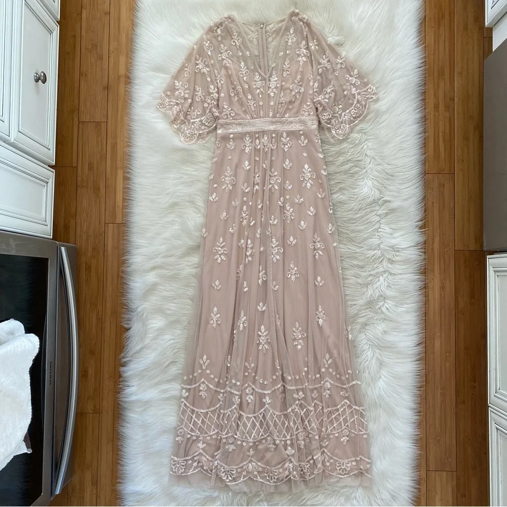Mac Duggal Blush Pink Embroidered Maxi Dress - Picture 2 of 14